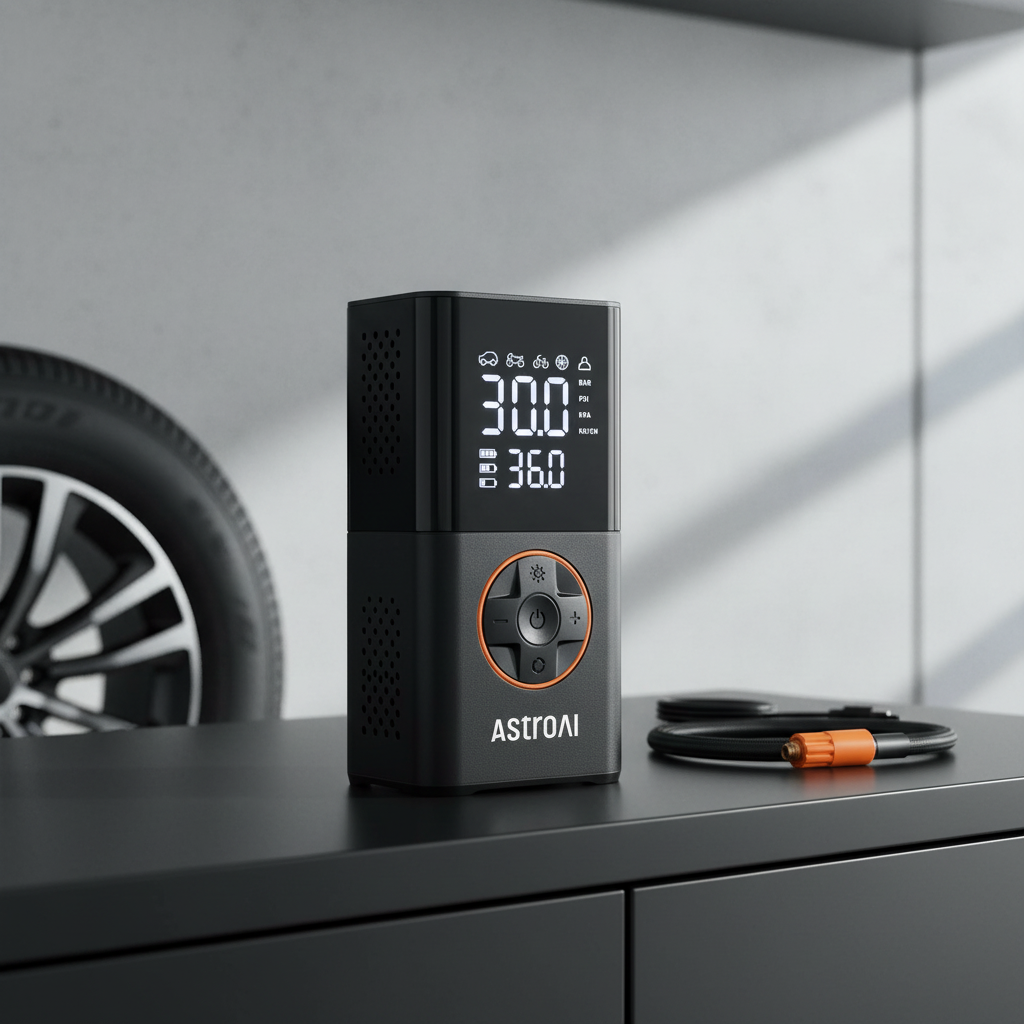 Portable tire inflator in professional automotive setting